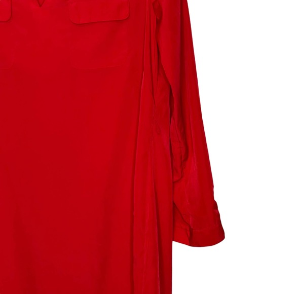 Old Navy V Neck Pockets Roll up Tab Long Sleeve Shift Dress Red Women Large - Picture 3 of 10